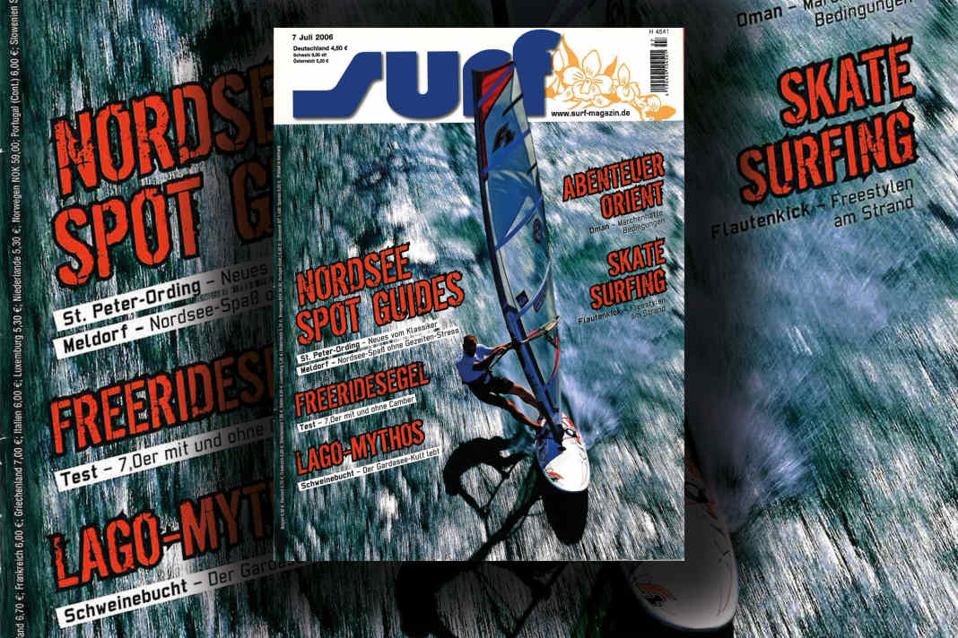 The unforgettable Peter Volwater in a freeride frenzy on the cover of surf 7/2006, John Carter was on the trigger