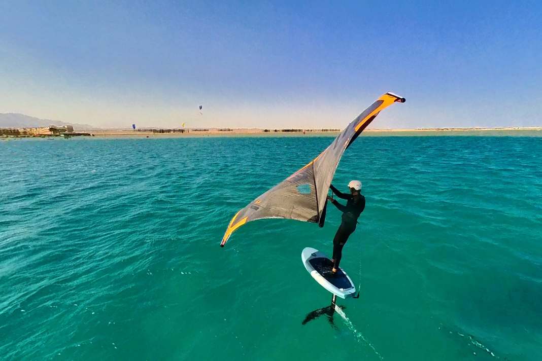 Thomas Pfannkuch trained as a wingfoil trailer in Soma Bay.