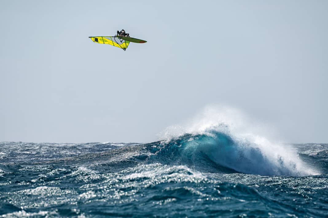 They all come down: Marcilio Brown with a monster push loop on a stormy day on Maui in January