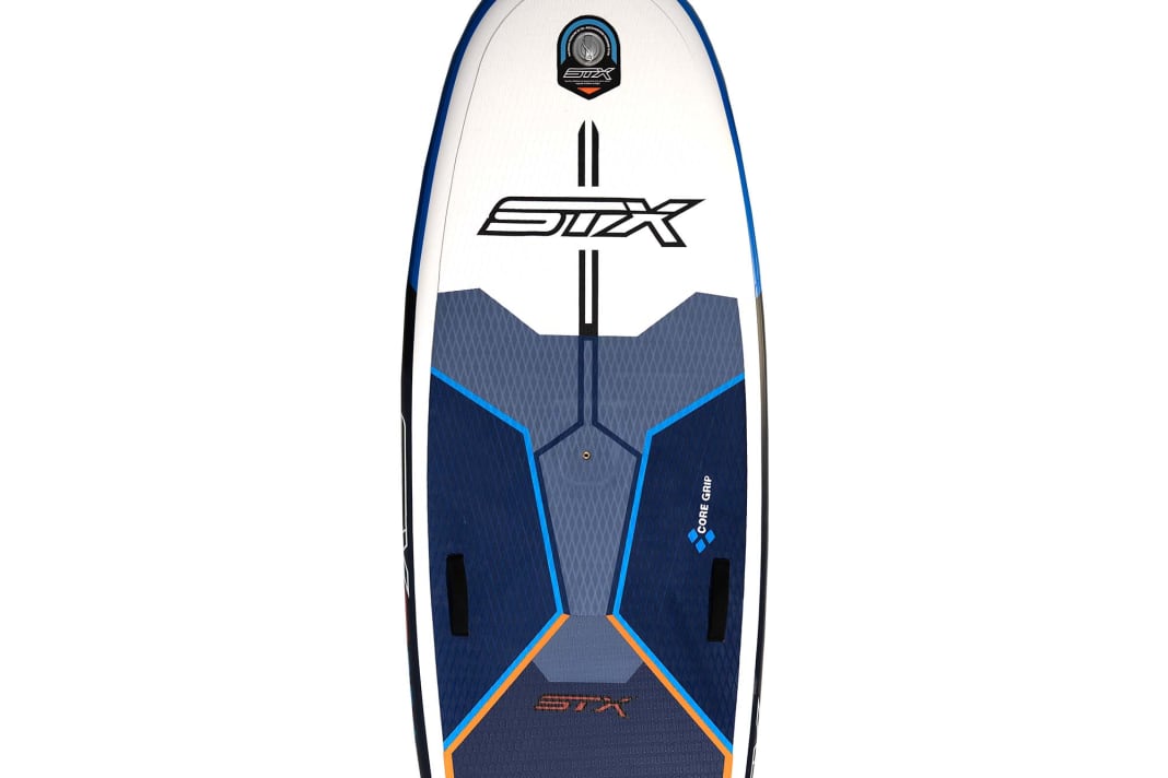 The inflatable board is almost 2.30 metres long and equipped with a soft deck