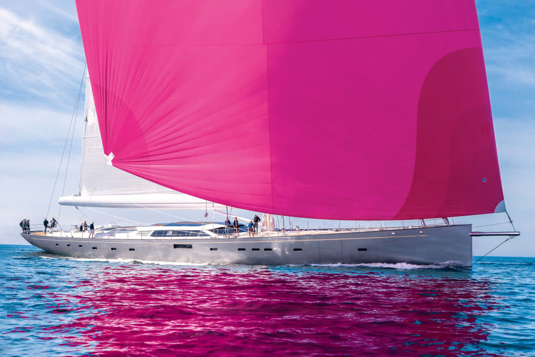 Owner Hans Georg Näder christened his sailing yacht "Pink Gin"