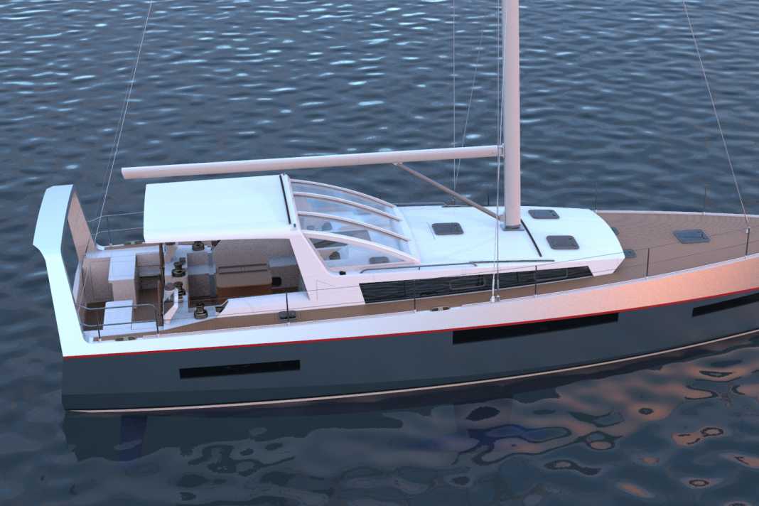 Die markanten Rumpflinien und das Deckslayout des Blauwassercruisers gestaltete der französische Designer Nicolas Purnu.