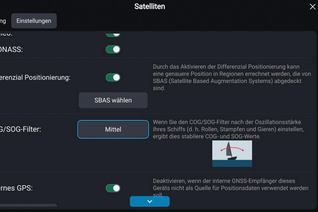 Oft lässt sich über eine Filterfunktion die Aktualisierungsweise von Kurs- und Geschwindigkeitswerten einstellen