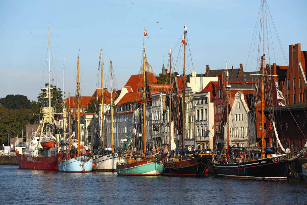 Old treasures: Lübeck's museum harbour is home to traditional sailing ships and historic watercraft.