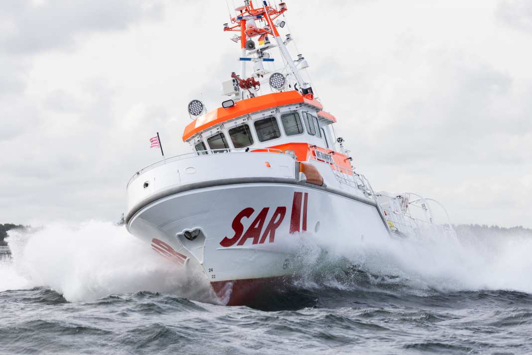 Le "Nis Randers" est le dernier croiseur de sauvetage maritime de 28 mètres de la Société allemande de sauvetage des naufragés (DGzRS).