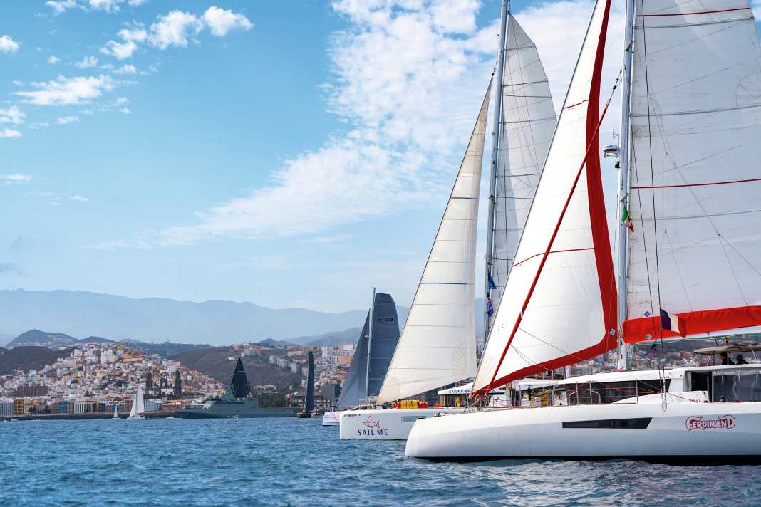 Yachts at the start of the ARC on Gran Canaria.  Every year, various berth or cabin charter yachts also go on the long haul there.