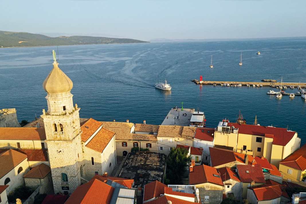 The city harbour of Krk, whose pier is currently being extended.