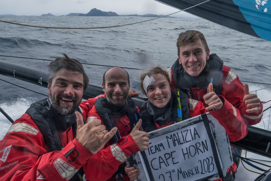 The happy Cape Horn winners from Team Malizia
