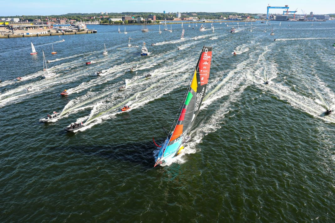 Team Malizia is escorted into Kiel's inner fjord