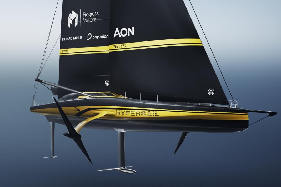 Des foils, des foils, encore des foils : un élévateur à la barre, des T-foils pivotants sur les bras et une quille basculante dotée d’une aile sont censés permettre à ce bateau de course à gréement en flèche de voler en continu. C'est le Français Guillaume Verdier qui est à l'origine de la conception audacieuse de ce laboratoire d'innovation nautique.