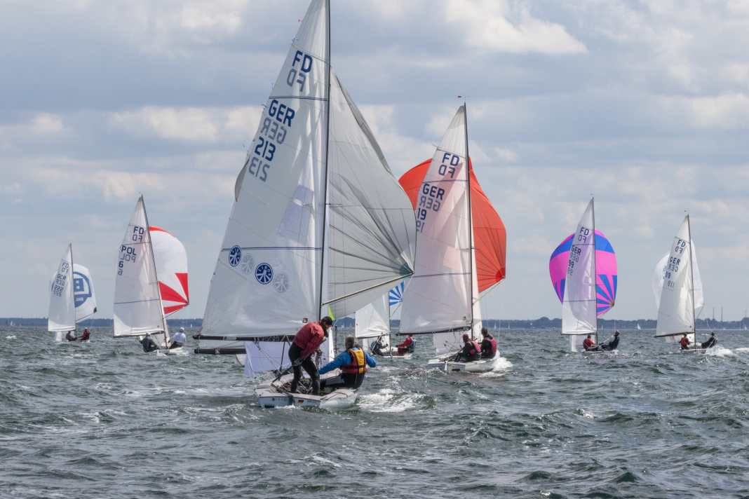 Looking into the stern of the FD fleet at the 86th Warnemünde Week