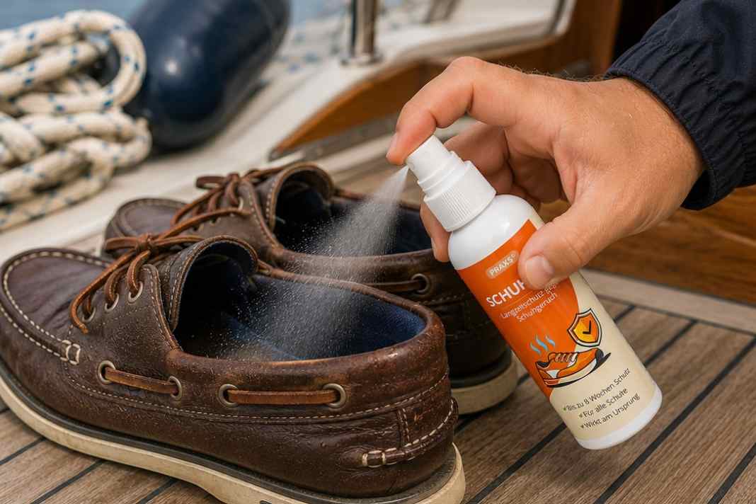 The shoe deodorant from Prax is simply sprayed onto the textiles and dries without leaving any visible residue. It has no inherent odour and permanently prevents the growth of odour-causing bacteria.