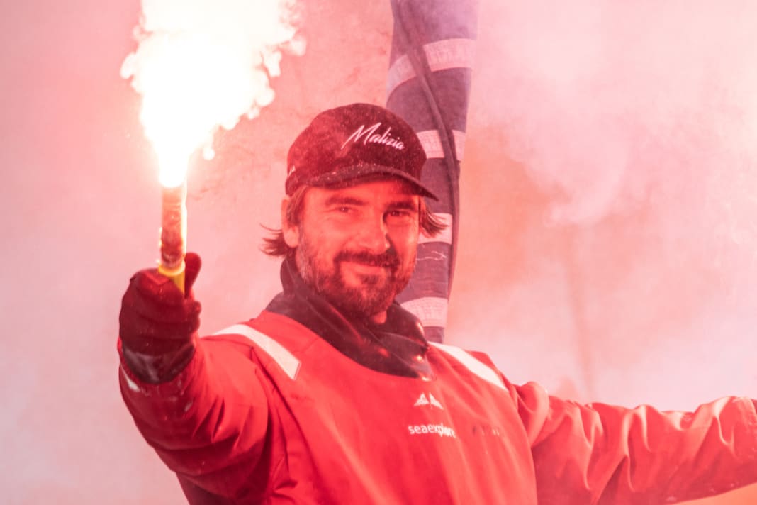 Boris Herrmann beams at the end of his Vendée Globe premiere on 28 January 2021