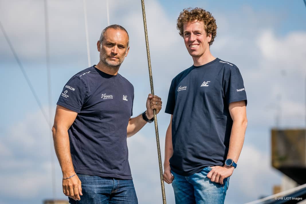 Skipper Fabrice Amedeo und Andreas Baden starten gemeinsam auf "Nexans – Art & Fenêtre" in den Transat-Klassiker