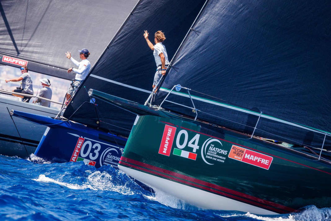 In the lead at the halfway point of the 41st edition of the Spanish classic in the ClubSwan 50 single class: Leonardo Ferragamo's "Cuordileone"