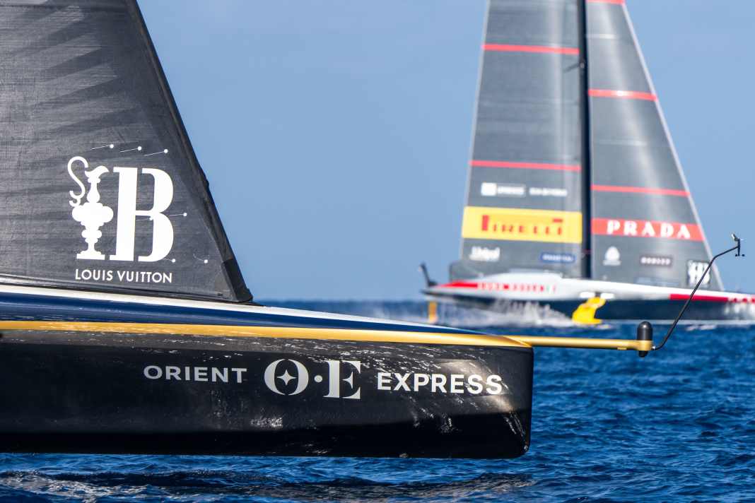August 29, 2024. Louis Vuitton Cup, Race Day 1. LUNA ROSSA PRADA PIRELLI TEAM, ORIENT EXPRESS RACING TEAM