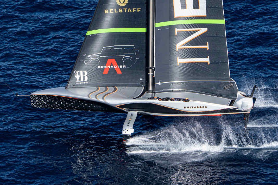 Ineos Britannia presented itself as if unleashed in light winds today