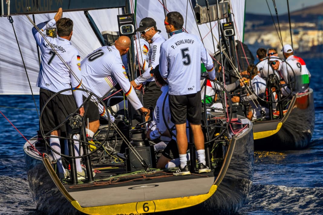 The "double Kohlhoff": Nacra 17 Olympic bronze medallist Paul Kohlhoff steers the German boat, brother and star boat world champion Max Kohlhoff provides tactical support