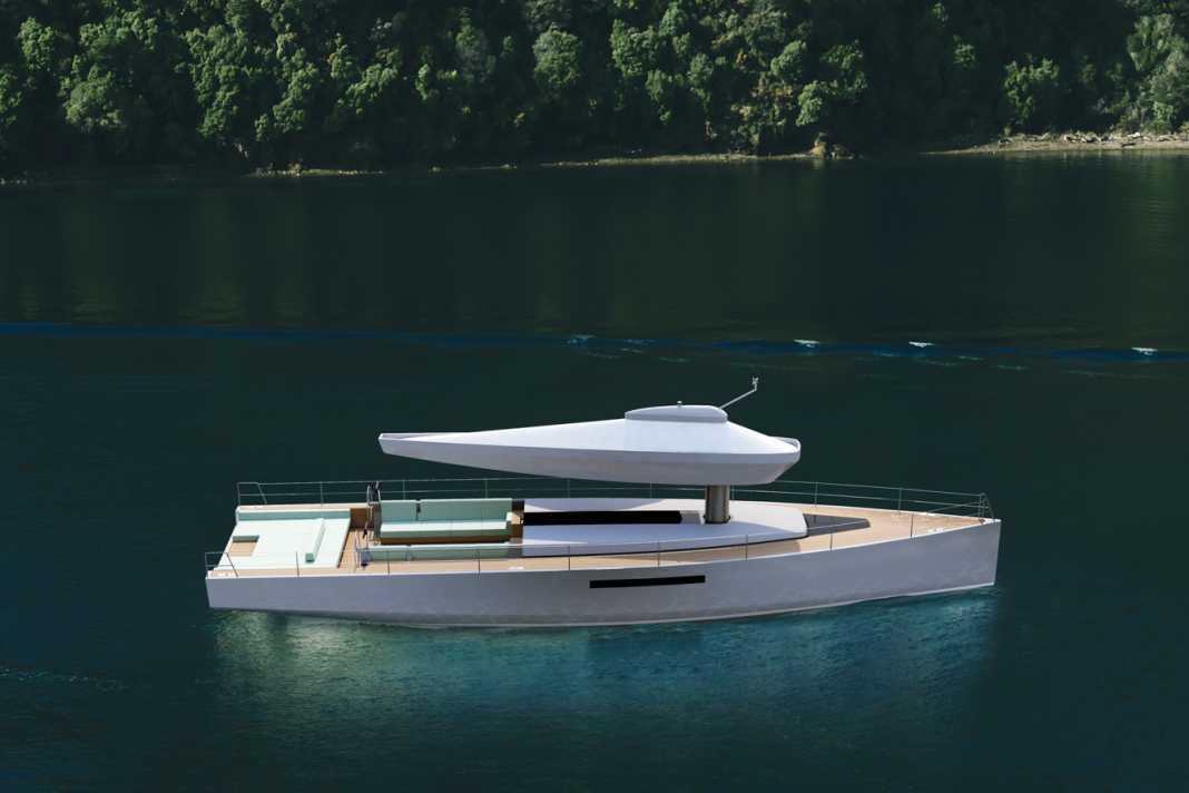 Aqua is an 18.20 metre long daysailer concept. The deck layout benefits from the fact that traditional restrictions such as shrouds or stays have been removed, resulting in an open and extremely spacious main and aft cockpit.