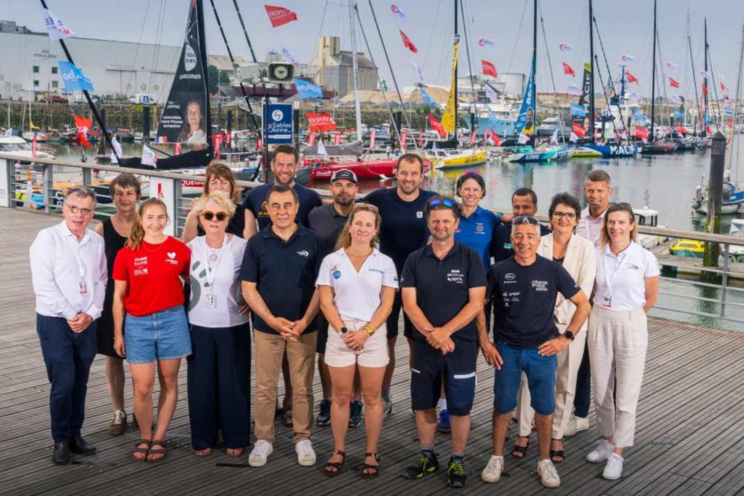 The protagonists and the organisers: The official opening photo in the Race Village of the Vendée Arctique Les Sables-d'Olonne with all the skippers and the organisers.
