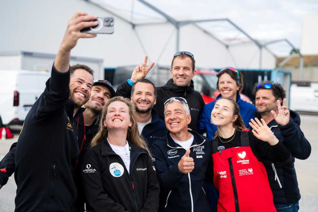 Alle neun Solisten für das Vendée Arctique auf einen Blick – Selfies inklusive.