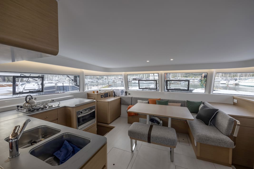 The saloon of the Excess 14 is bright and extremely spacious