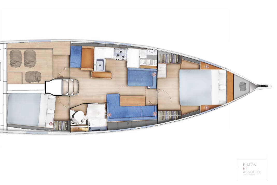 Sun Odyssey 410: due cabine, un bagno