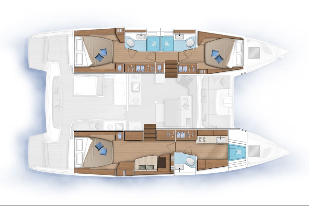 Lagoon 46, la versione armatoriale con tre cabine e tre sale da bagno