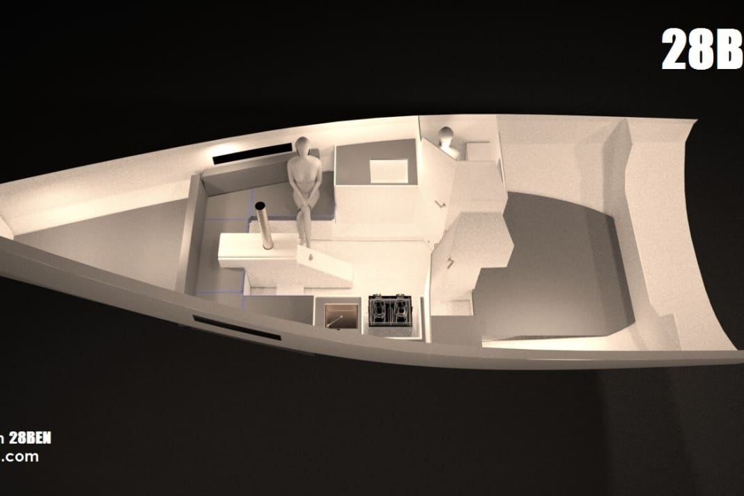 Berths in the bow and stern and a separate wet room