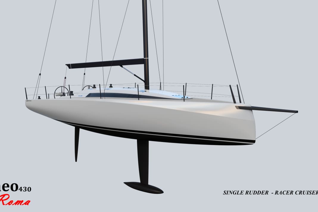 Bold shapes, deep hull appendages, long trunk: the concept of the Neo 430 Roma from Italy is uncompromisingly designed for performance