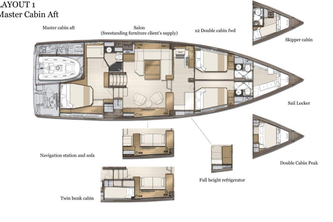 Aubau version with master cabin aft