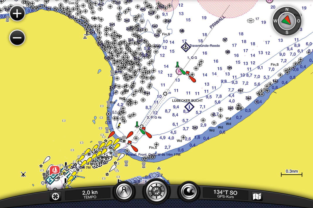 Garmin Lo strumento dei waypoint e delle rotte richiede un po' di tempo per abituarsi. Le funzioni e le opzioni di personalizzazione sono un po' inferiori alla concorrenza vettoriale più forte di Navionics e iSailor.