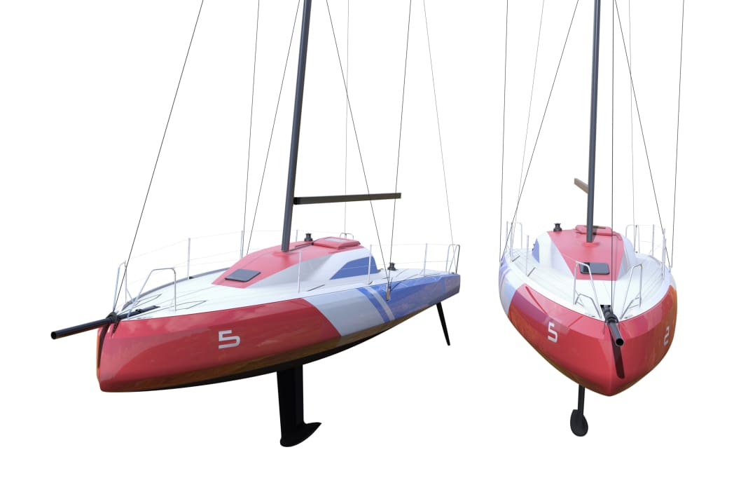 New Class 30, modern hull with semi-scowbug, deep hull appendages and double rudder blades