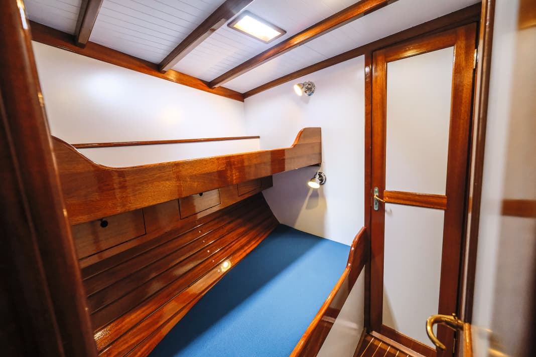 View of the newly refurbished accommodation. There is room for guests in three double cabins