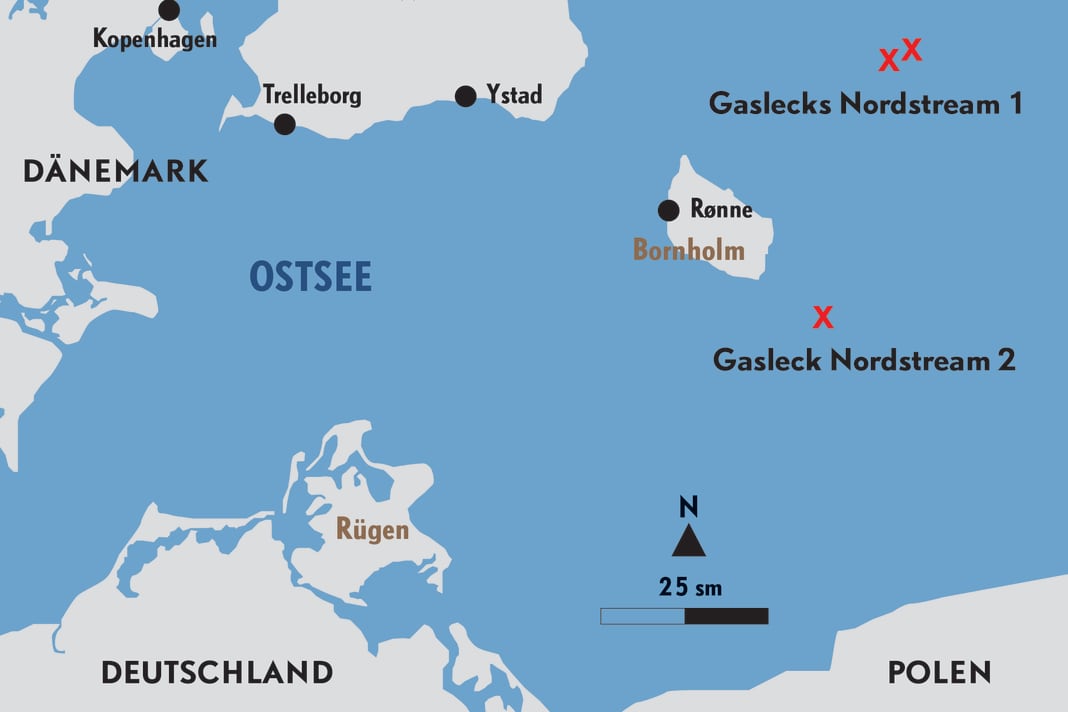 Karte mit den Gaslecks