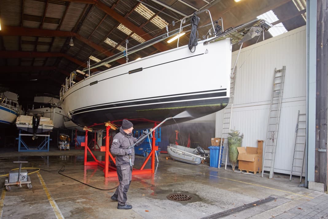 Cleaning work should take place where chemicals that run off can be washed off and disposed of