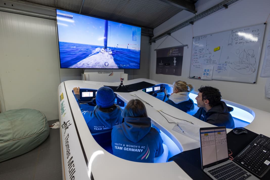 Pünktlich abheben: das deutsche Team beim Training am Simulator, hier in der Startvorbereitung