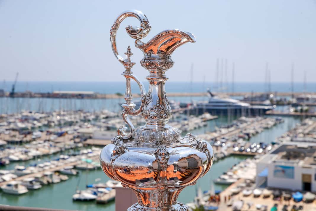 The America's Cup - photographed here against the backdrop of Barcelona - before the 38th edition is to be held in Naples.