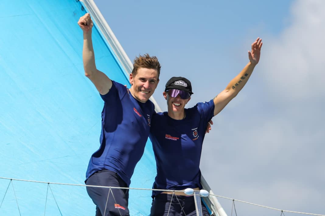 Francesca Clapcich et Will Harris se réjouissent de leur deuxième place dans la Transat Café L'Or.