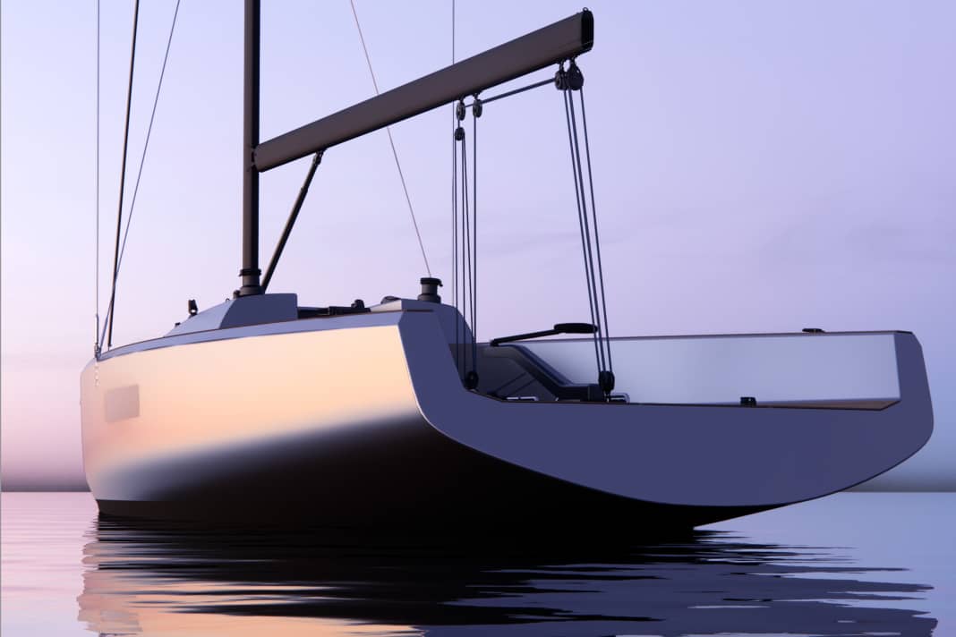 Striking appearance. The waterline is strongly constricted at the stern and the hull upturn is correspondingly pronounced.