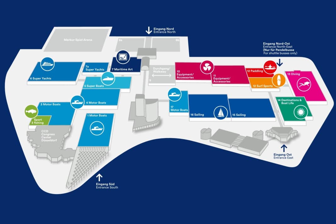 Le nouveau plan du parc des expositions indique les nouveaux itinéraires à travers le site. Photo : | Messe Düsseldorf