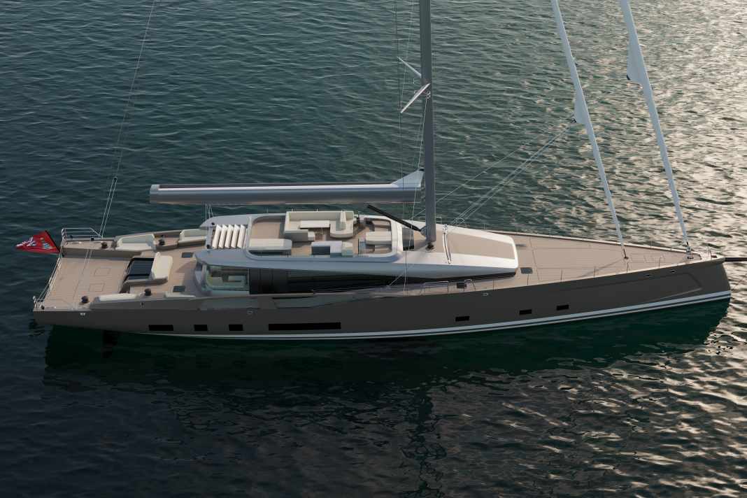 The 42 metres (waterline 39 m) with flybridge have been optimised for offshore sailing.