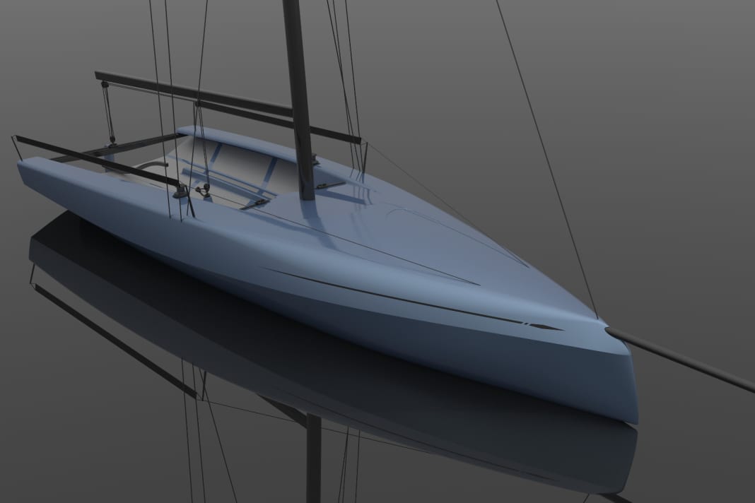 Radikale Formensprache von Juan K Yacht Design. Negativer Bugsteven, stark eingezogenes Deck, harte Chines am Heck