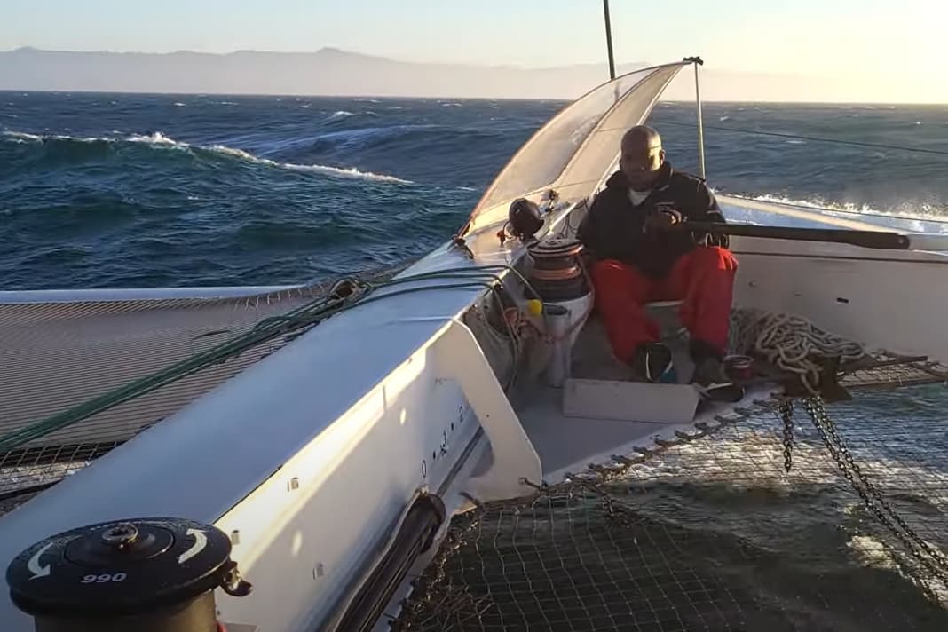 Lawson auf dem Trimaran "Defiant"