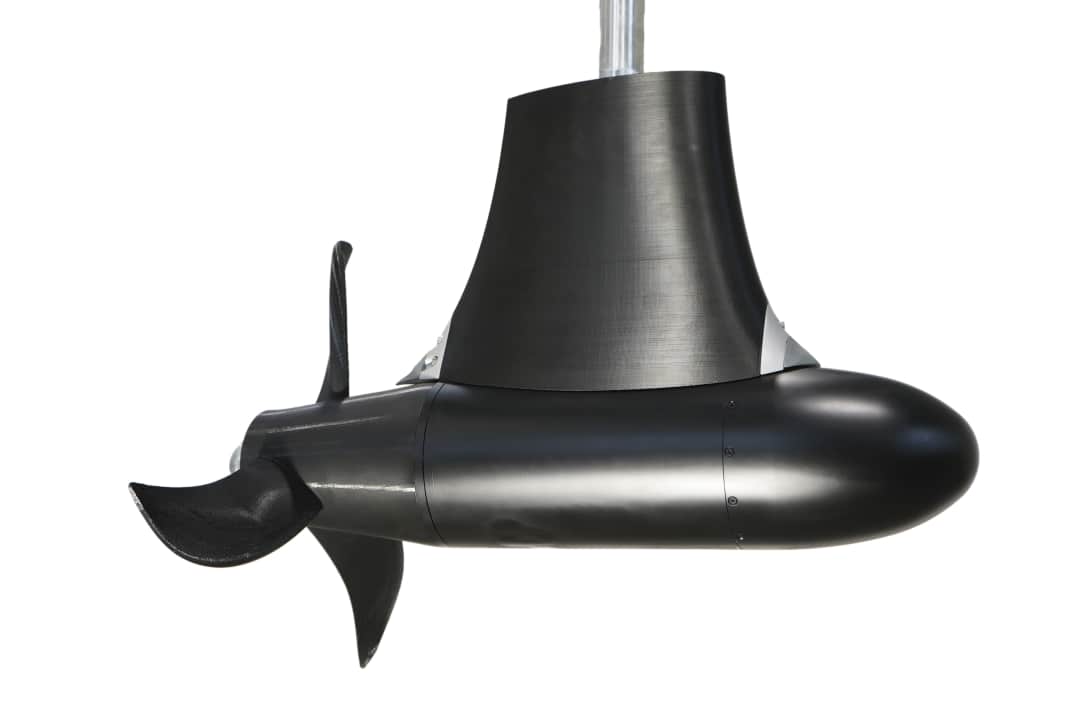 The underwater section contains the synchronous motor, which operates without permanent magnets and is made from 100 per cent recycled materials.