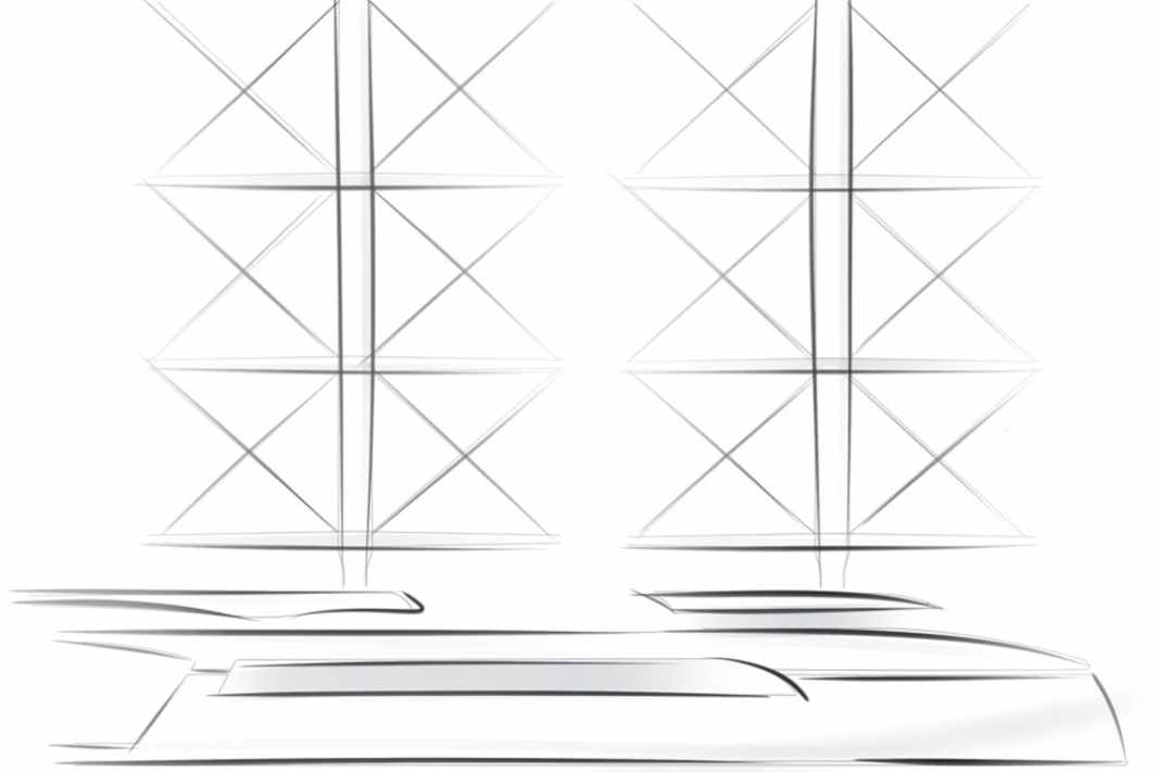 Echo Yachts is building the 57 metre long aluminium cat according to the specifications of Dykstra Naval Architects. The specifications appear to include a DynaRig, as used in a similar form ...