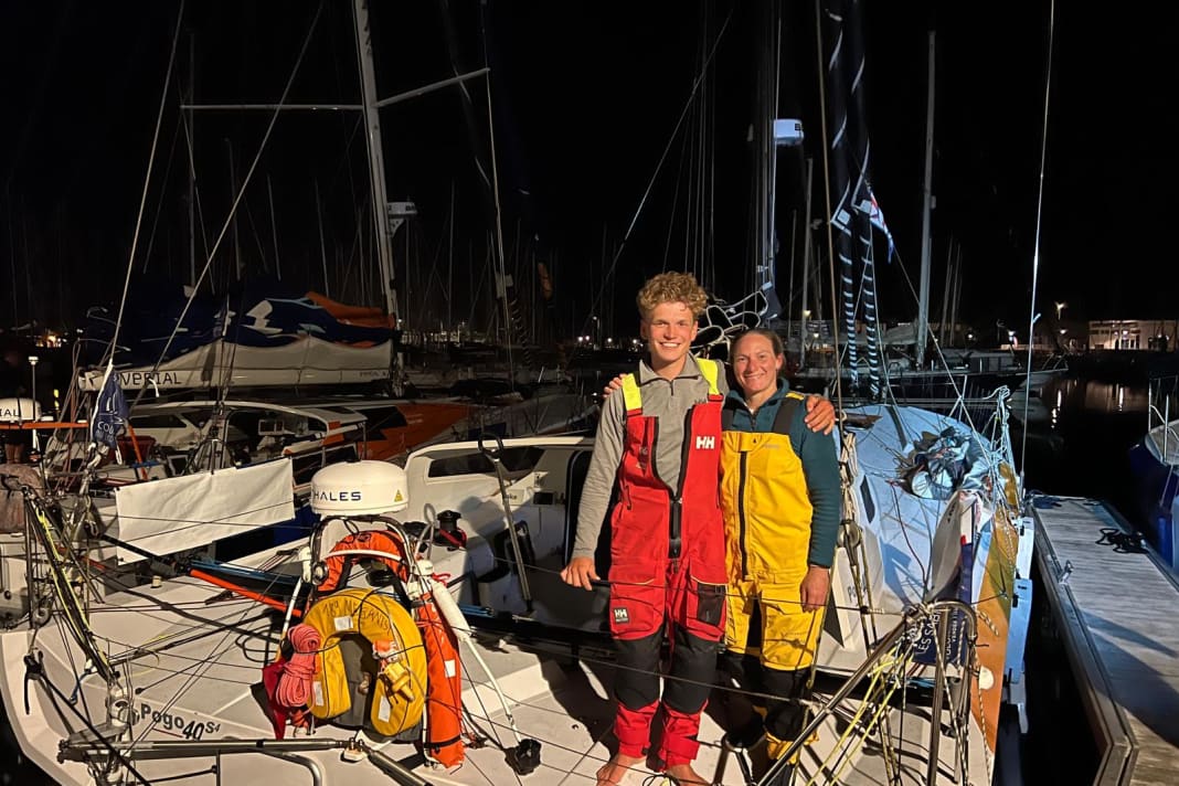 Happy at the finish and proud of fourth place: "SignForCom" skipper Melwin Fink and Estelle Greck