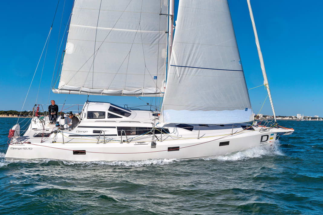 Django 12.70: Modern fast cruiser from the Marée Haute shipyard in France. Designed for long trips with a small crew