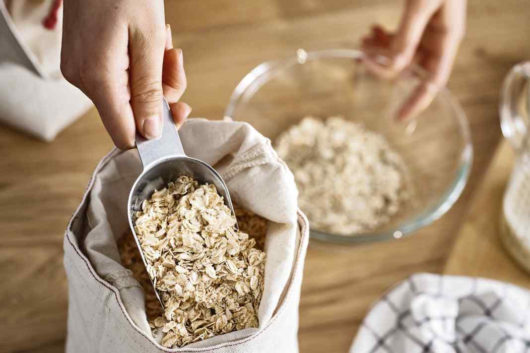 I convenienti sacchetti in tessuto "Gullrismot" di Ikea sono adatti a tutti gli alimenti secchi.