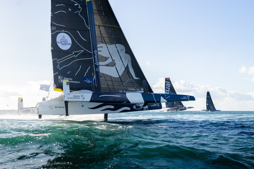 Diese Trimarane stehen aufgrund mehrerer Zusammenstöße mit unbekannten Objekten bei der Arkea Ultim Challenge als Wal-Mörder in Verruf